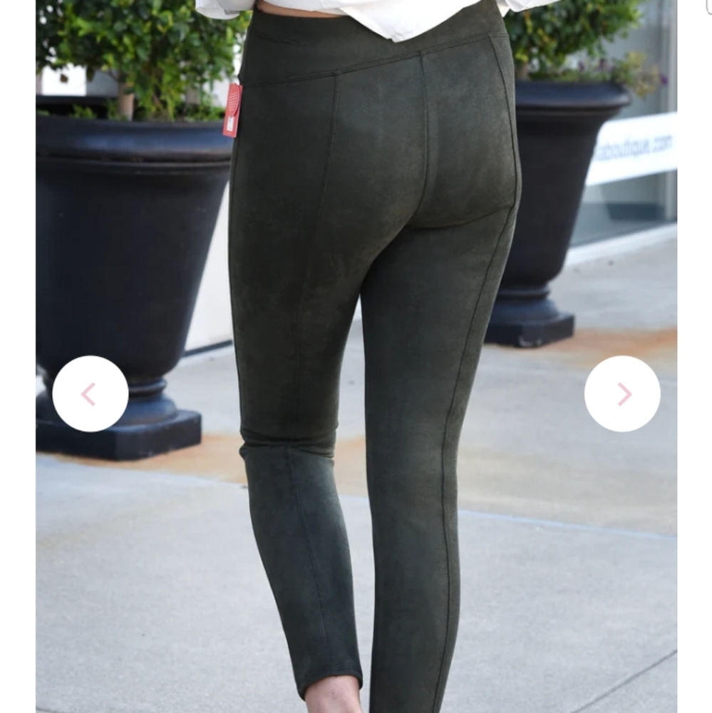 SPANX Faux Suede Green Leggings